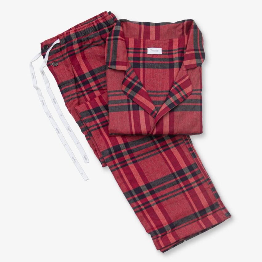 pijama flanela preto e vermelho