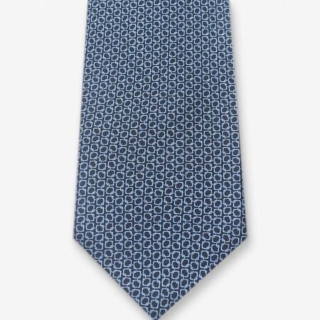 gravata fundo marinho com mini elos azul e branco