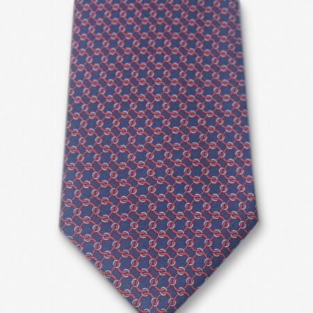 gravata marinho com elos vermelhos