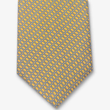 gravata laranja com elo azul claro