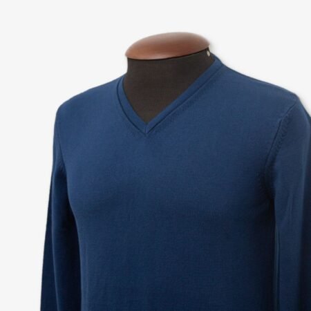 tricot decote v azul college