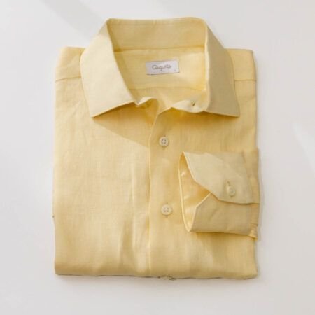 camisa linho amarela